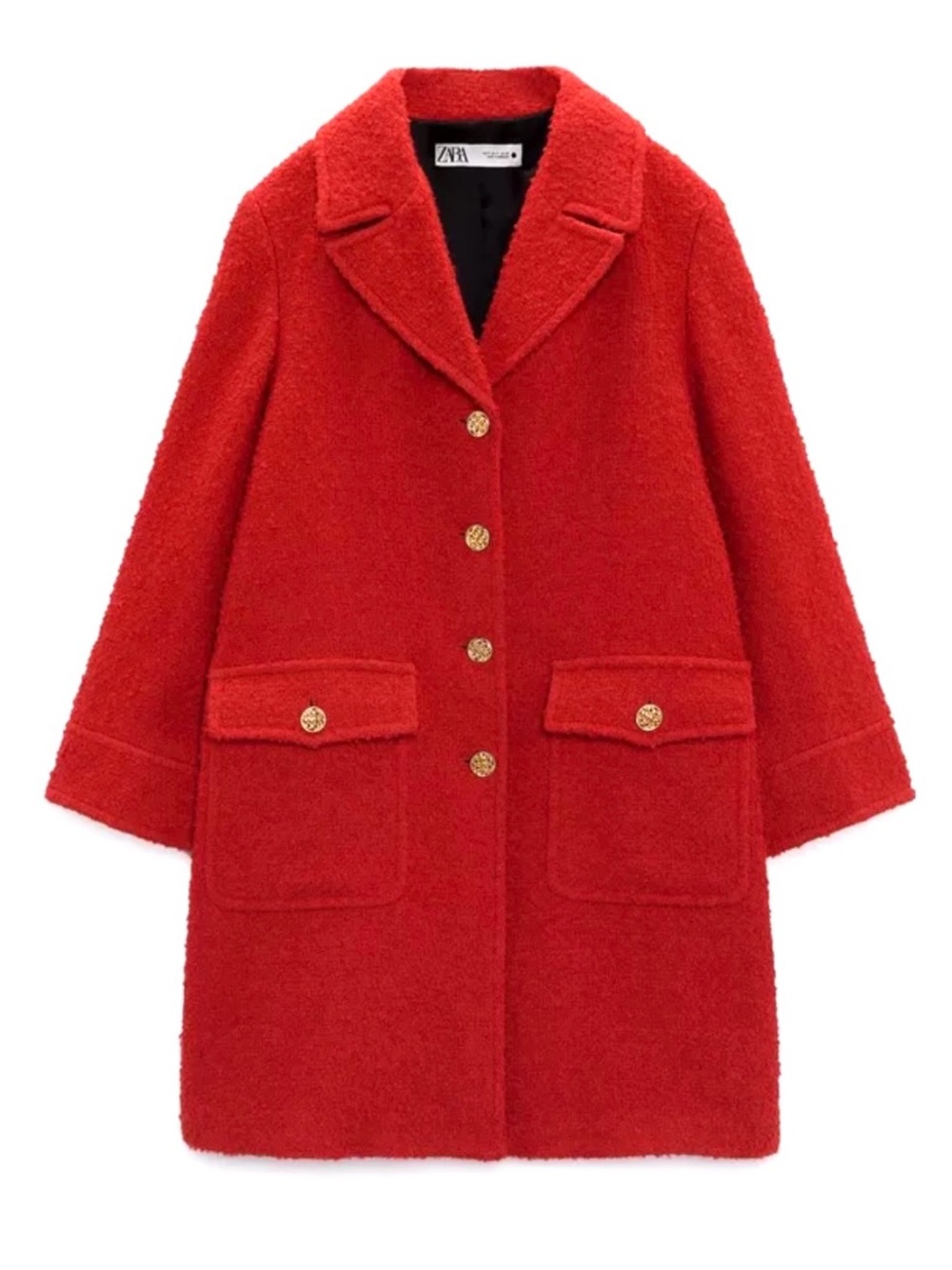 Zara Textured Wool Blend  coat with Gold Buttons